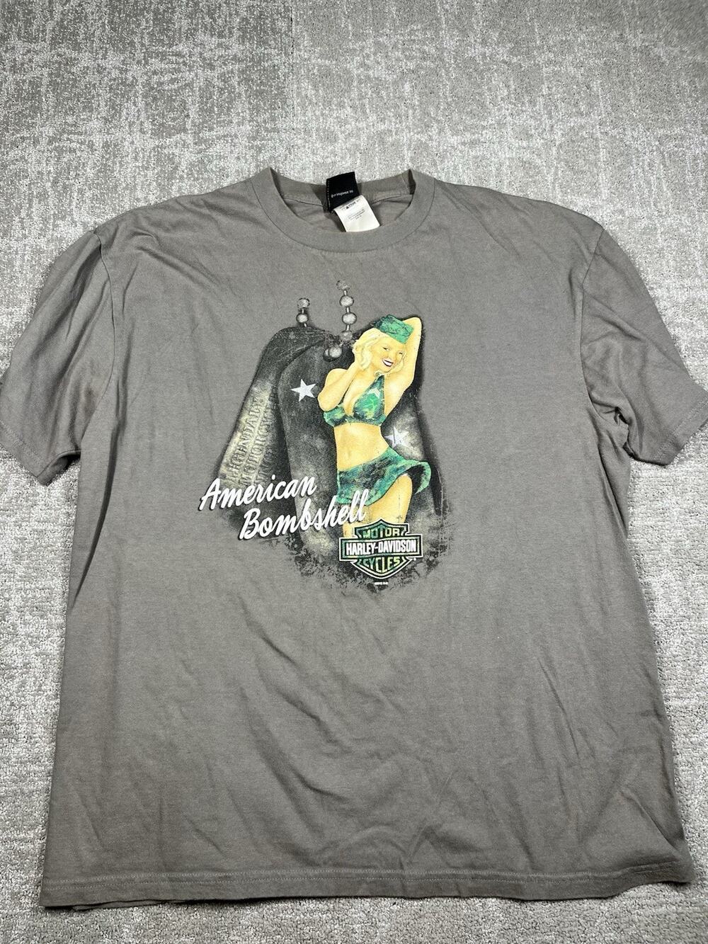 Harley Davidson Bombshell Girl Graphic Biker T Shirt Men Size XL